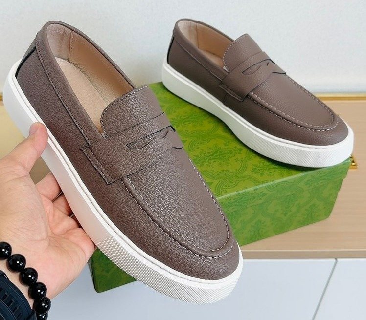 Gucci White-Sole Penny Loafers