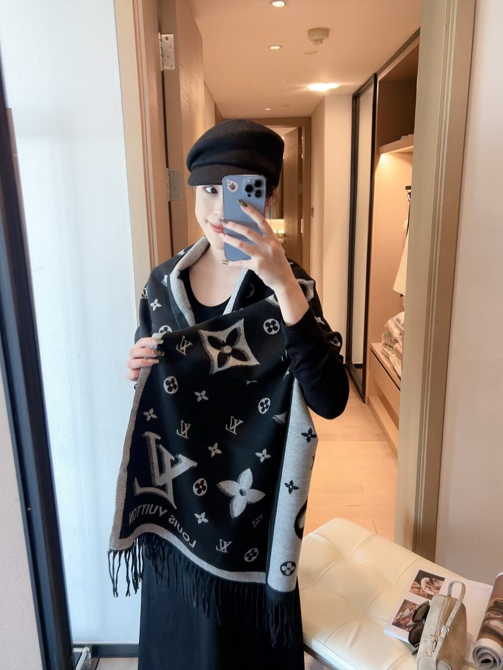 Louis Vuitton Fringed Monogram Scarf