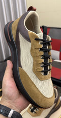 Color-Blocked Low-Top Lace-Up Sneakers