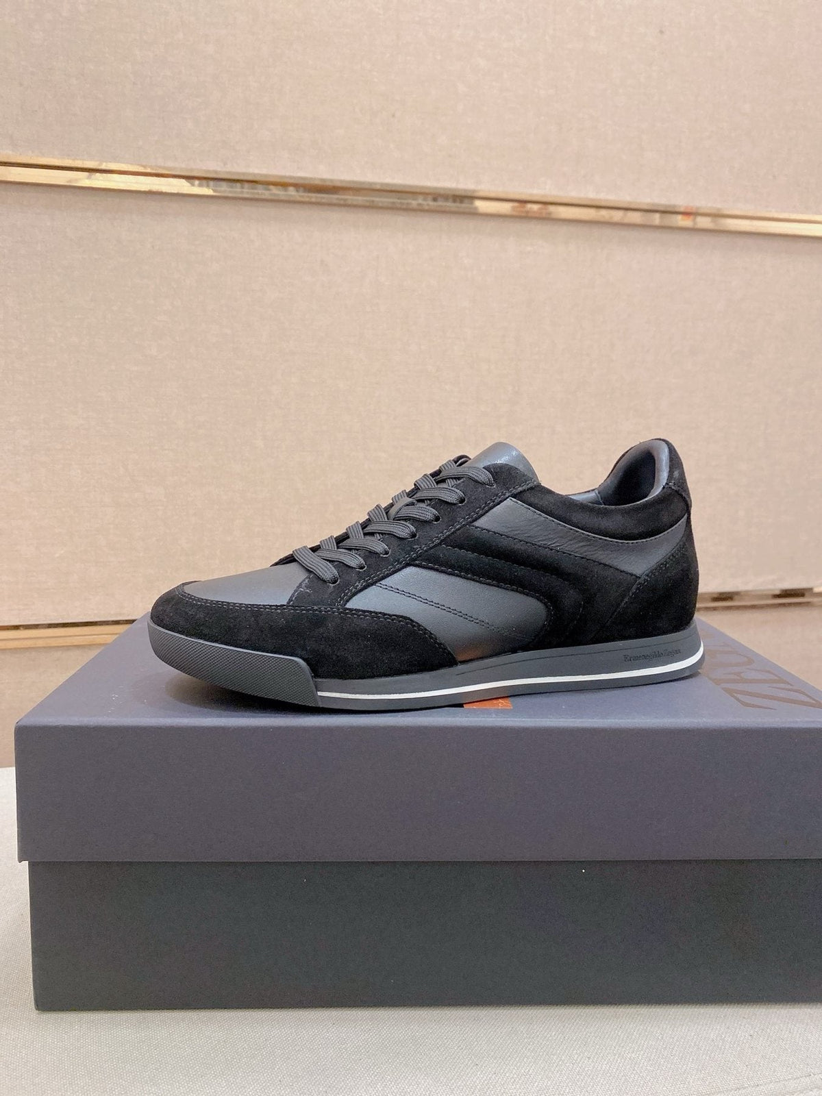 Zegna Men's Leather and Suede Low-Top Sneakers