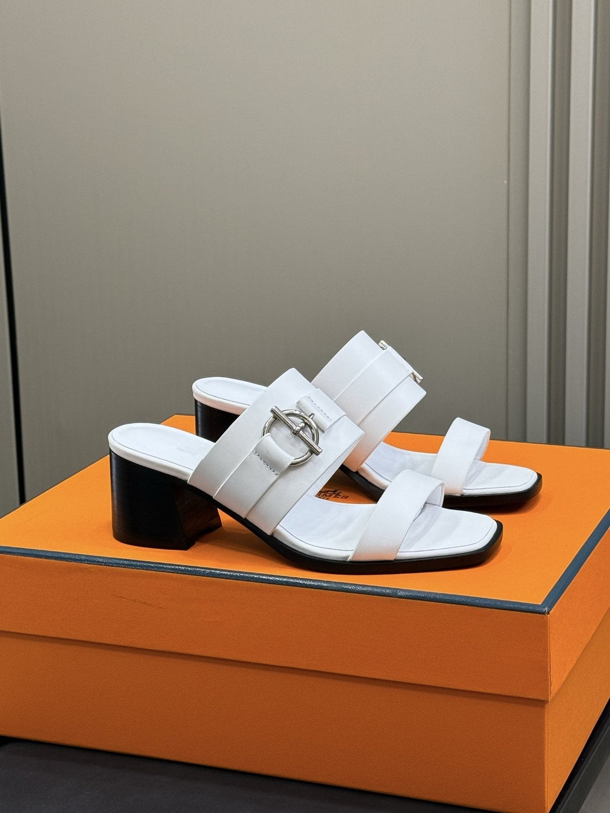 Hermès Women's Kute Buckle Block-Heel Slide Sandals
