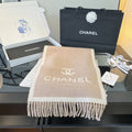 Chanel Logo Fringe Scarf
