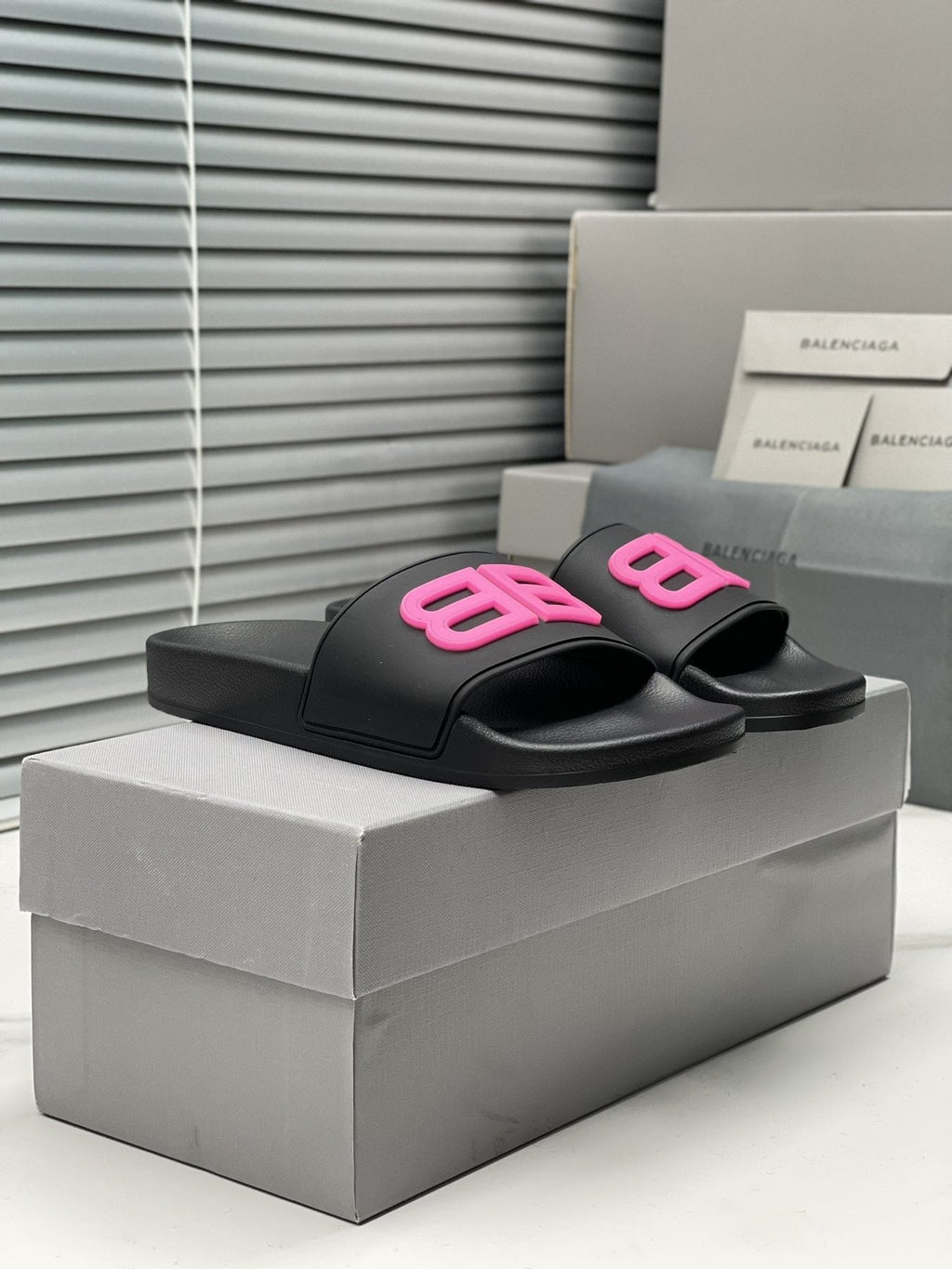 Balenciaga Raised Motif Slide Sandals