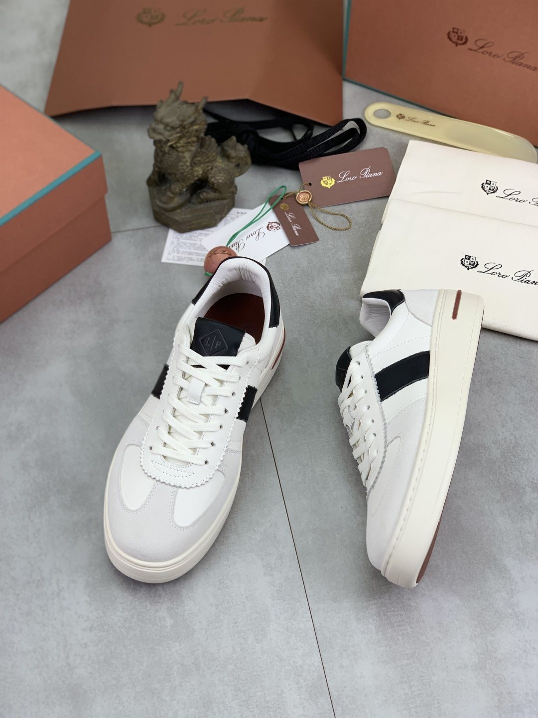 Loro Piana Contrast Stripe Low-Top Sneakers