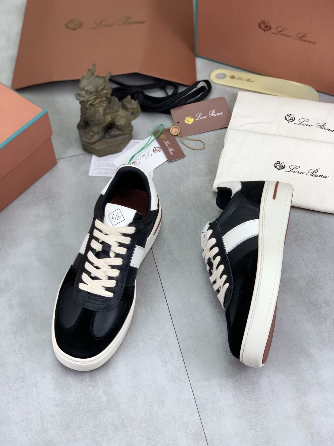 Loro Piana Contrast Stripe Low-Top Sneakers