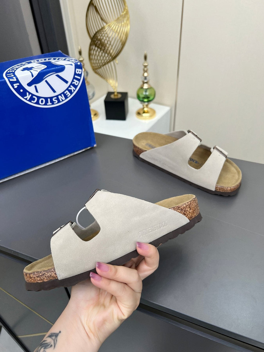 Birkenstock Two-Strap Buckle Slide Sandals