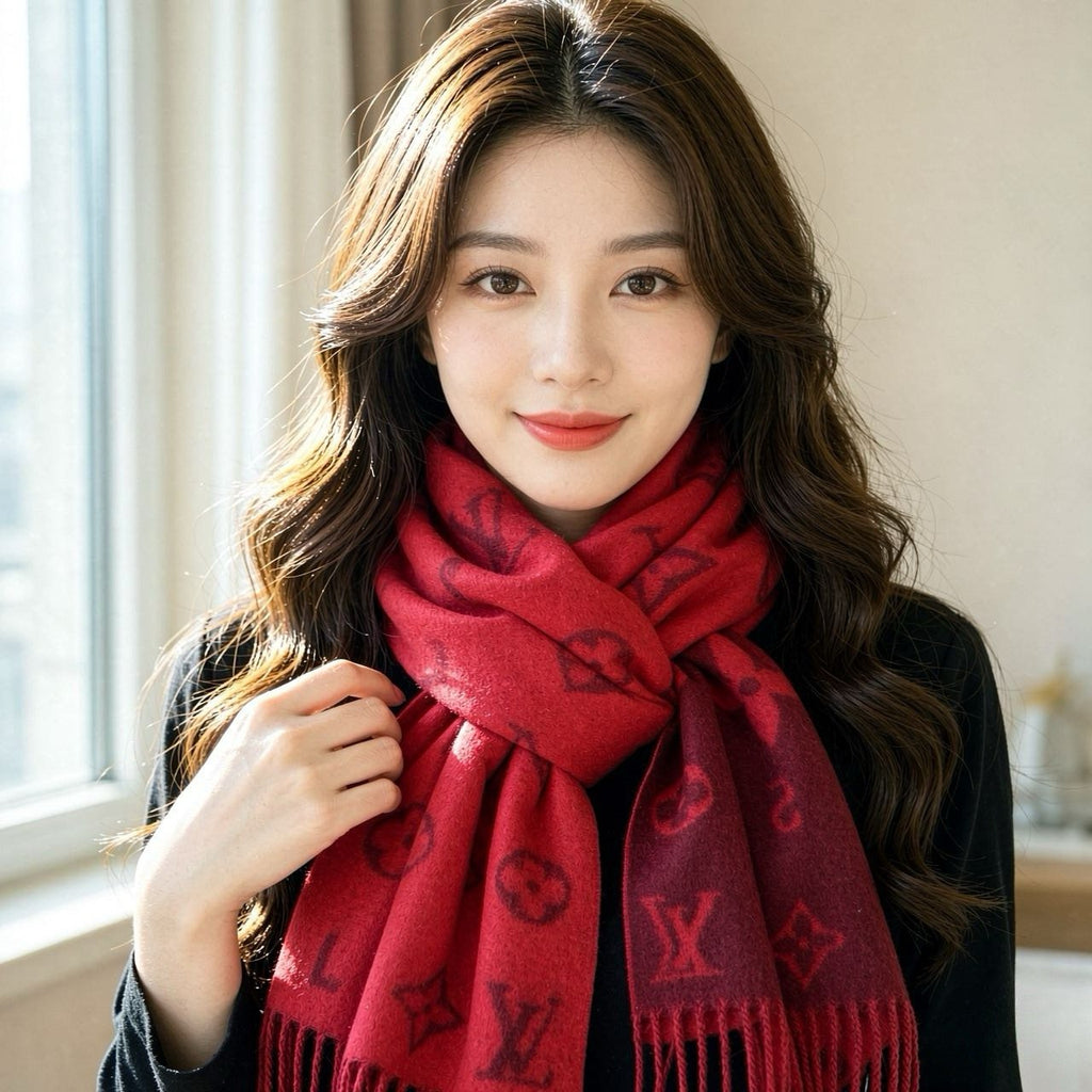 Louis Vuitton Fringed Wool Monogram Scarf