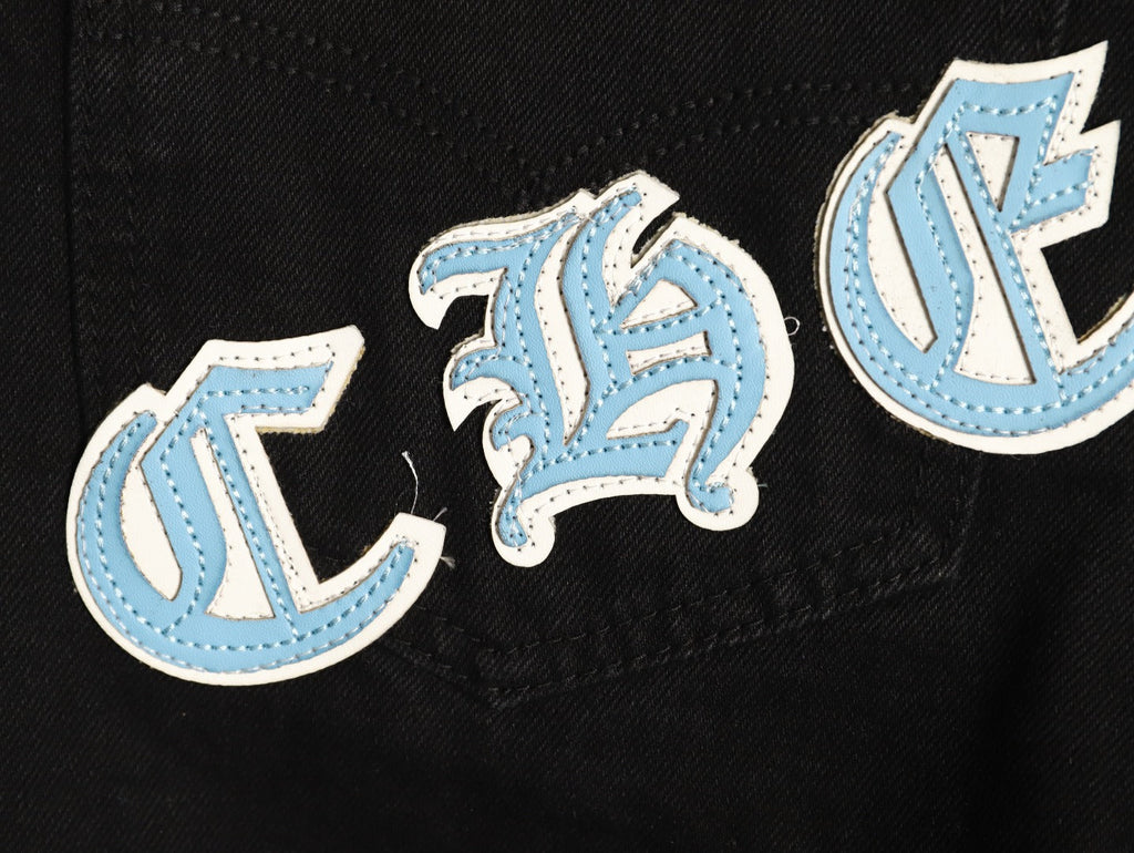 Chrome Hearts Cross-Motif Jeans with Back Lettering - Black/Blue