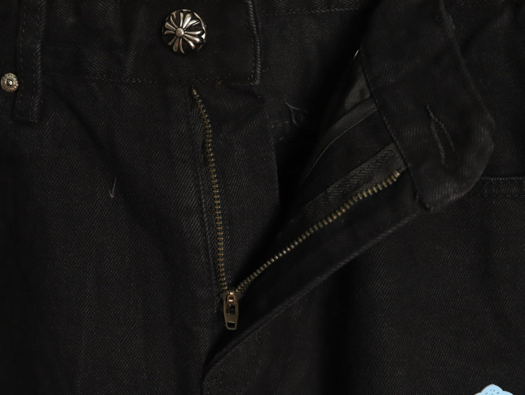 Chrome Hearts Cross-Motif Jeans with Back Lettering - Black/Blue