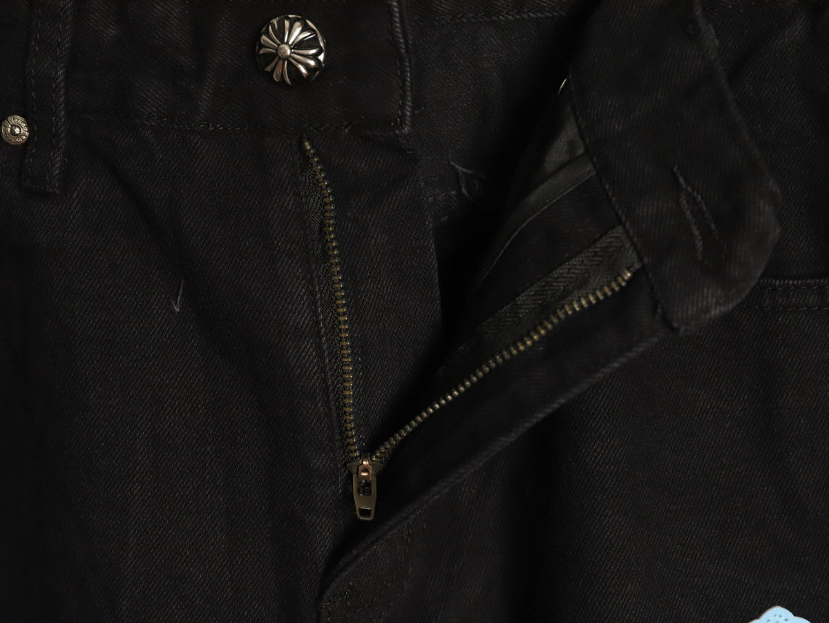 Chrome Hearts Cross-Motif Jeans with Back Lettering - Black/Blue