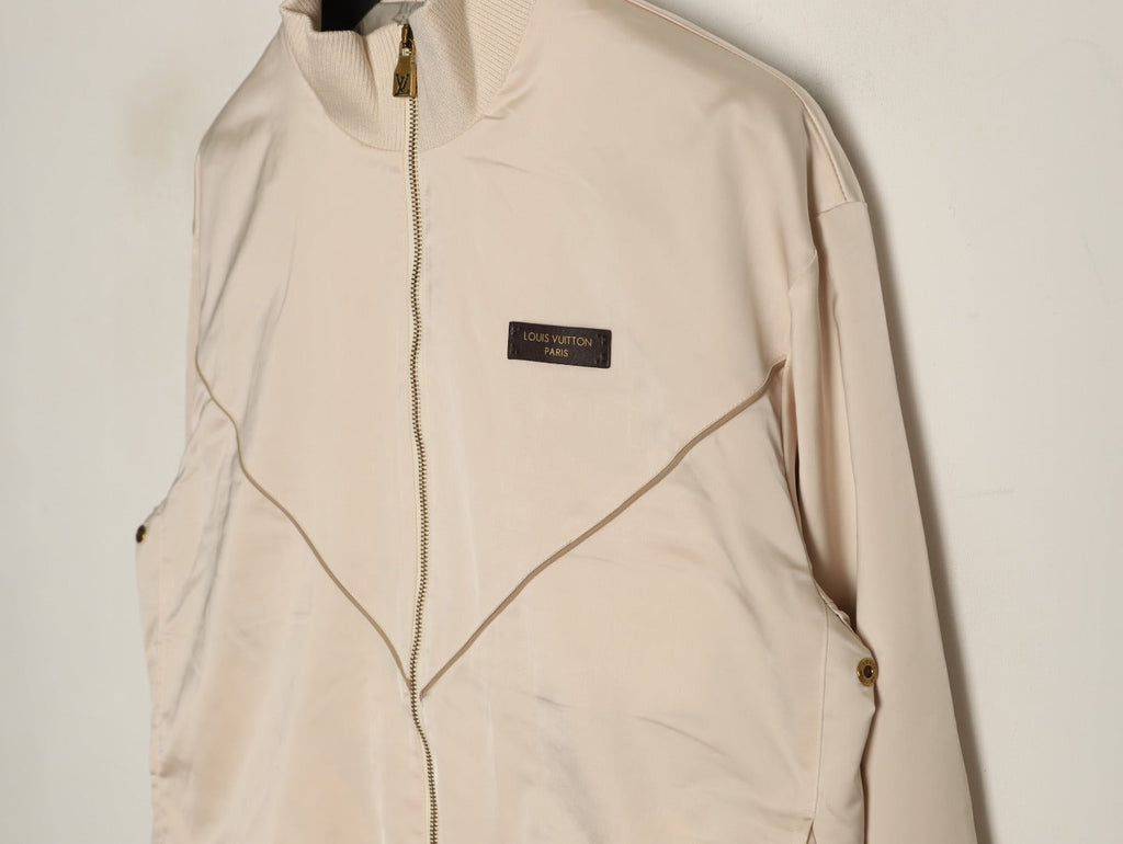 Louis Vuitton LV-Emblem Zip-Up Track Jacket - Light Beige
