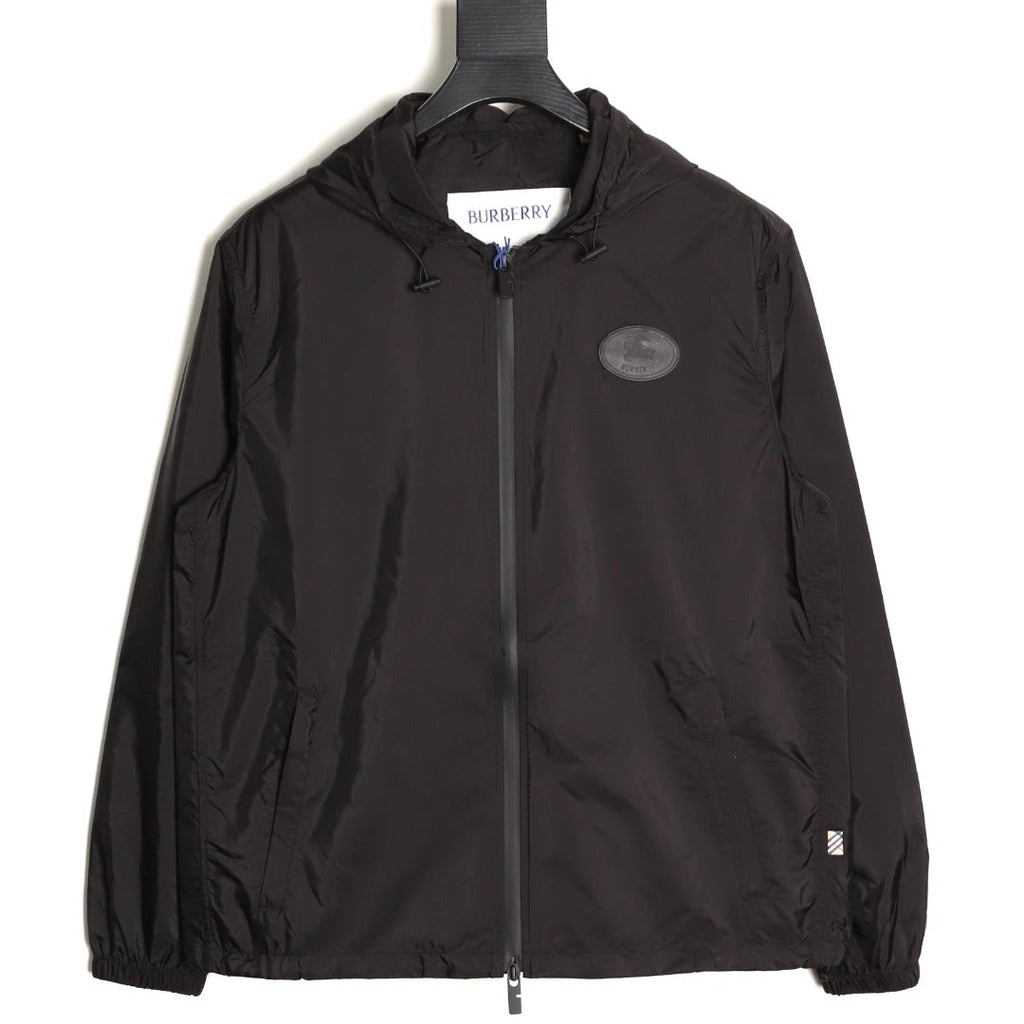 Burberry Equestrian Emblem Hooded Zip Jacket - Black