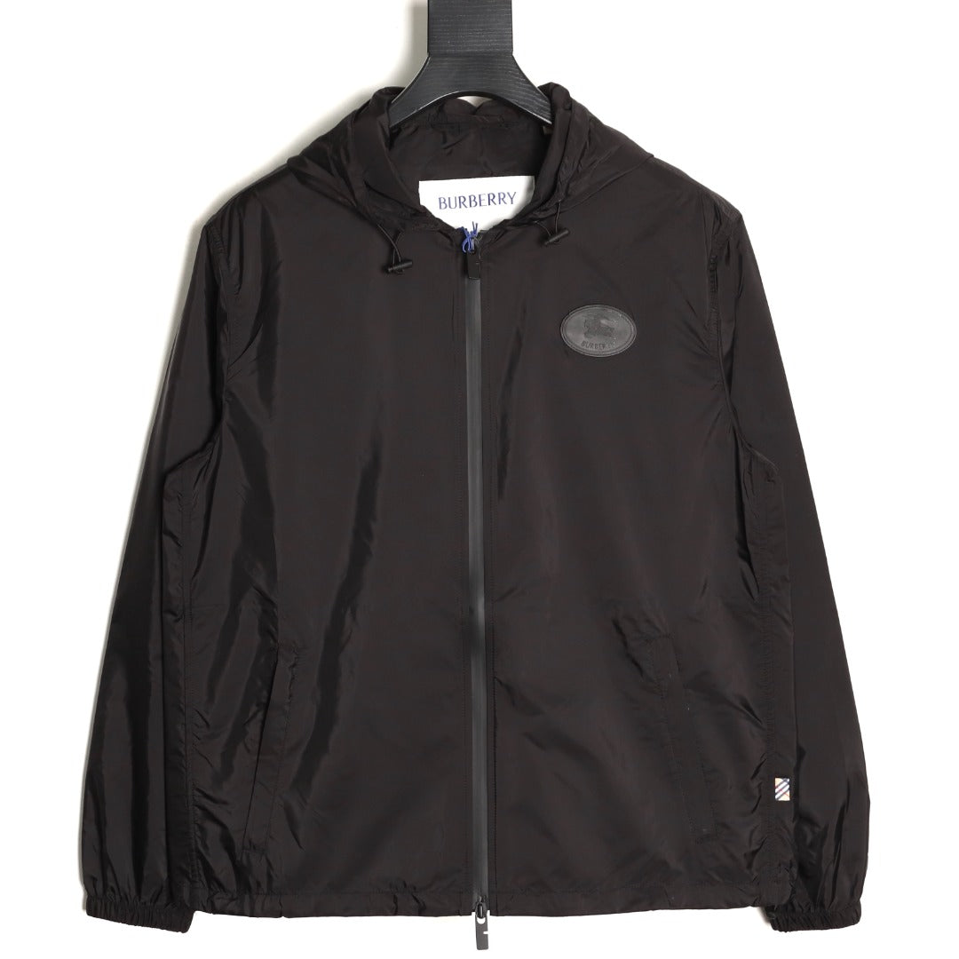 Burberry Equestrian Emblem Hooded Zip Jacket - Black