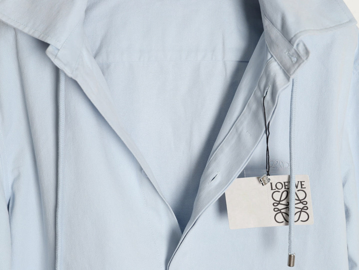 LOEWE Pale Blue Cotton Hooded Long-Sleeve Shirt Jacket