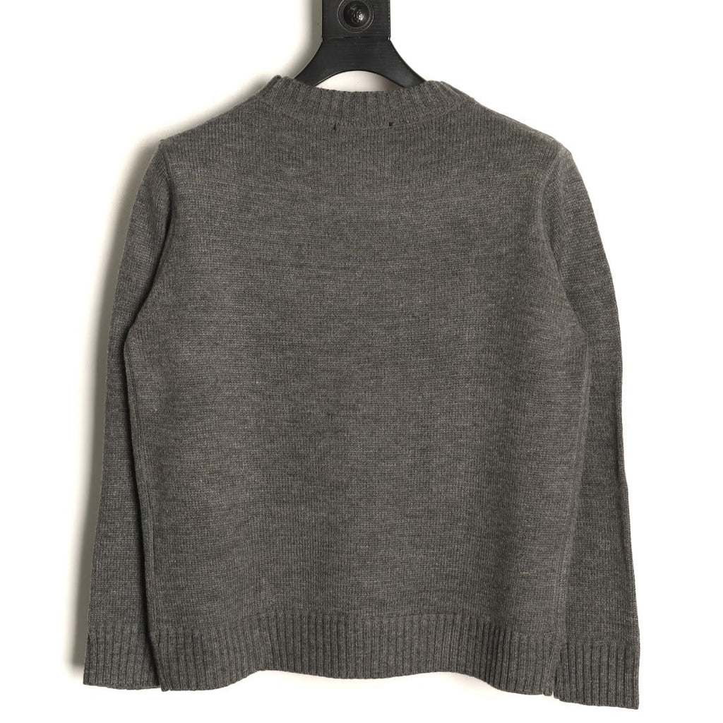 Prada Milano Logo Crewneck Knit Sweater - Gray