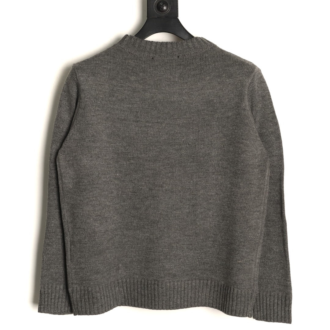 Prada Milano Logo Crewneck Knit Sweater - Gray